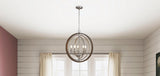 Progress Lighting Fairwood 5-Light Teak Wood and Satin Nickel Transitional Globe Medium Hanging Pendant Light