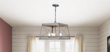 Progress Lighting Bradberry 5-Light Weathered Oak and Graphite Farmhouse Lantern Medium Hanging Pendant Light