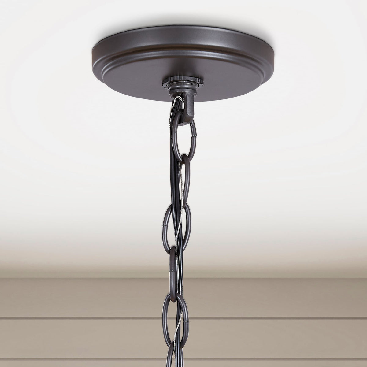 Progress Lighting Bradberry 5-Light Weathered Oak and Graphite Farmhouse Lantern Medium Hanging Pendant Light