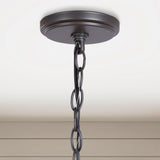 Progress Lighting Bradberry 5-Light Weathered Oak and Graphite Farmhouse Lantern Medium Hanging Pendant Light