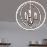 Progress Lighting Fairwood 3-Light Antique White and Galvanized Farmhouse Globe Medium Hanging Pendant Light