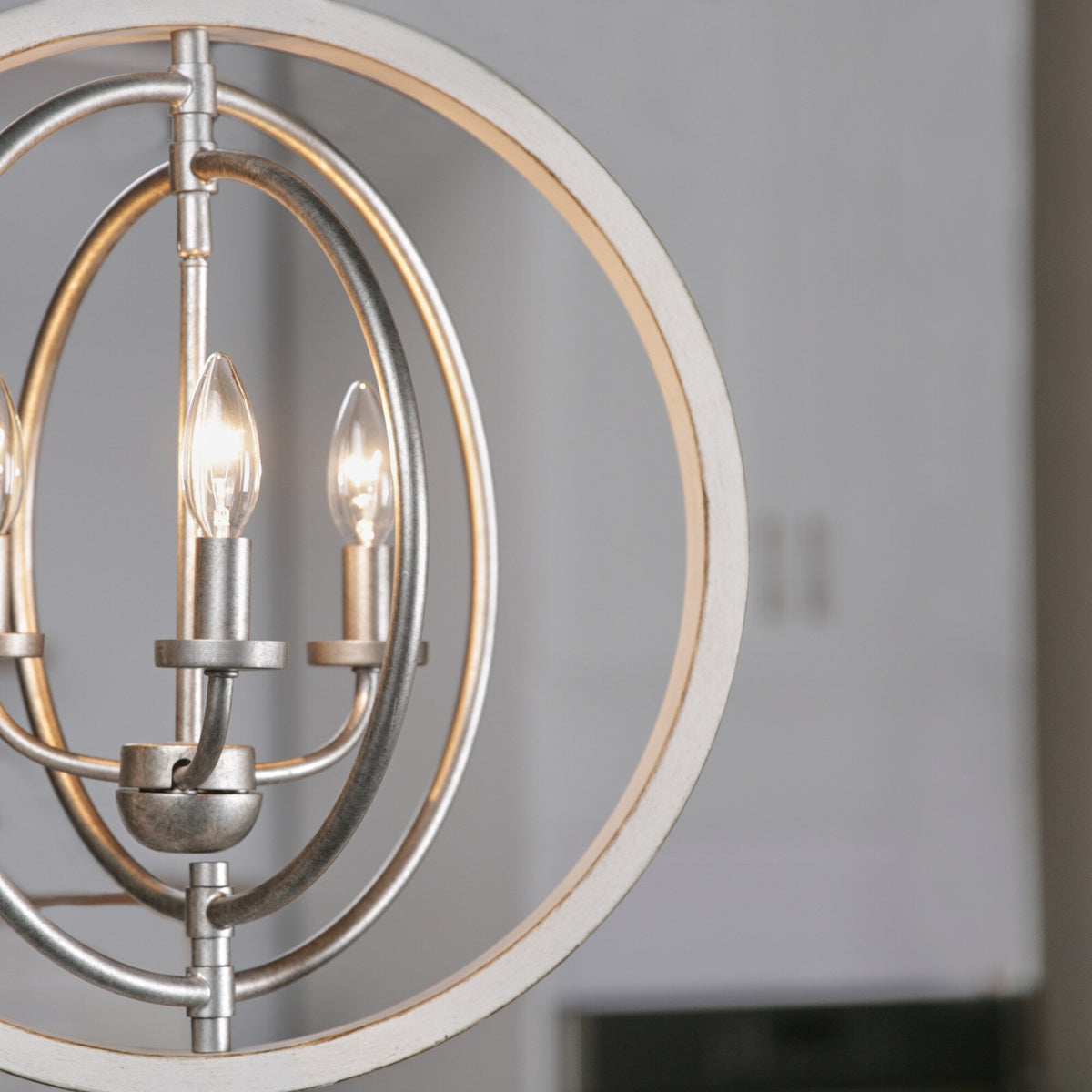Progress Lighting Fairwood 3-Light Antique White and Galvanized Farmhouse Globe Medium Hanging Pendant Light