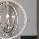 Progress Lighting Fairwood 3-Light Antique White and Galvanized Farmhouse Globe Medium Hanging Pendant Light