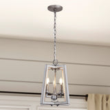 Progress Lighting Forrester 3-Light Antique White and Galvanized Farmhouse Lantern Medium Hanging Pendant Light