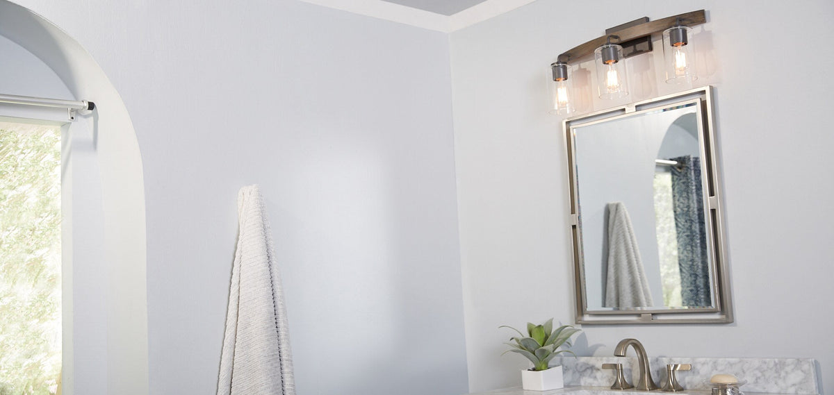 Progress Lighting Bradberry 3-Light Gray Farmhouse Vanity Light, 24-in