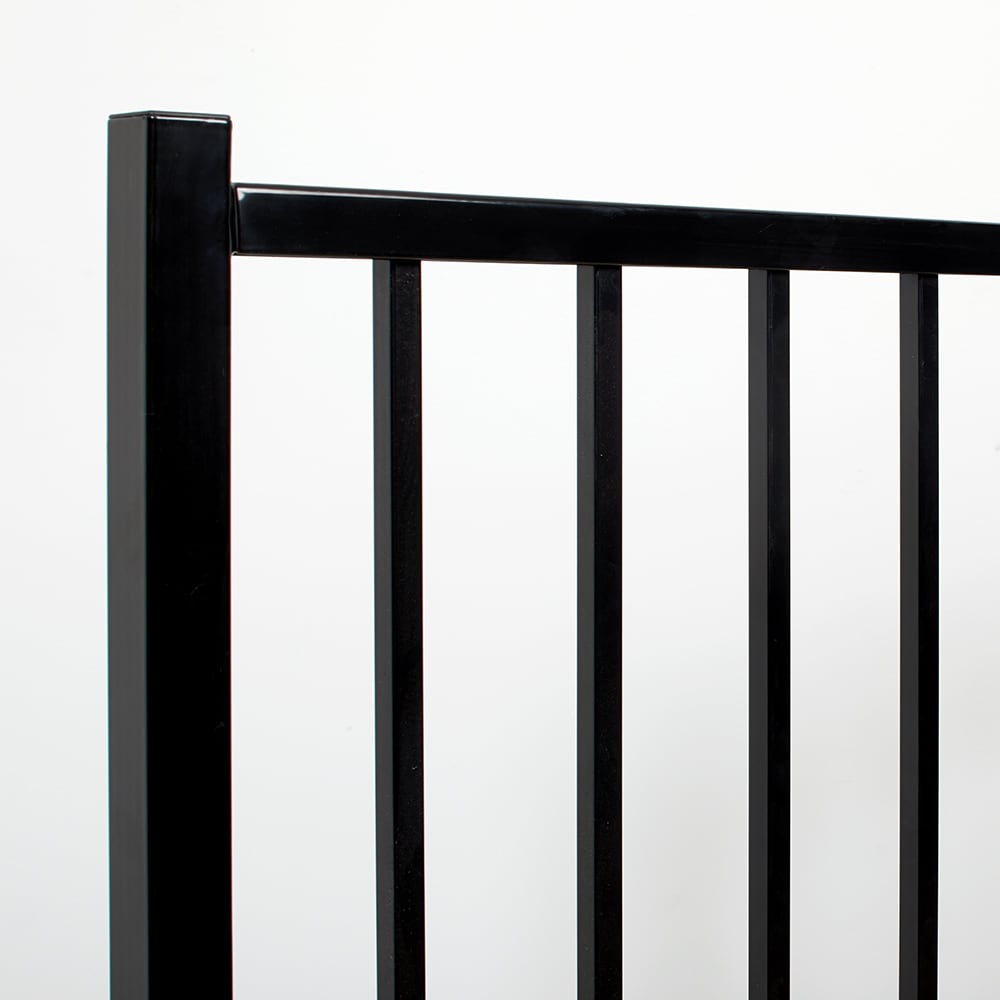 Fortress Building Products Versai 4-ft H x 5-ft W Gloss Black Powder-coated Galvanized Steel Spaced Picket Flat-top Privacy Walk-thru Fence Gate