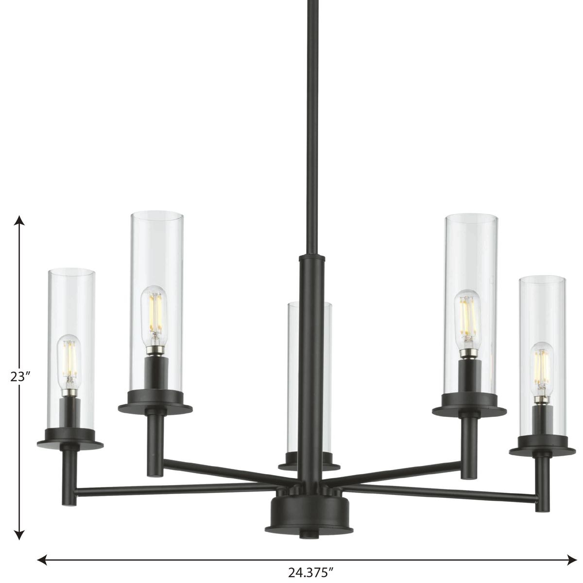 Progress Lighting Kellwyn 5-Light Matte Black Traditional Chandelier