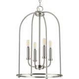 Progress Lighting Leyden 4-Light Brushed Nickel Transitional Lantern Medium Hanging Pendant Light