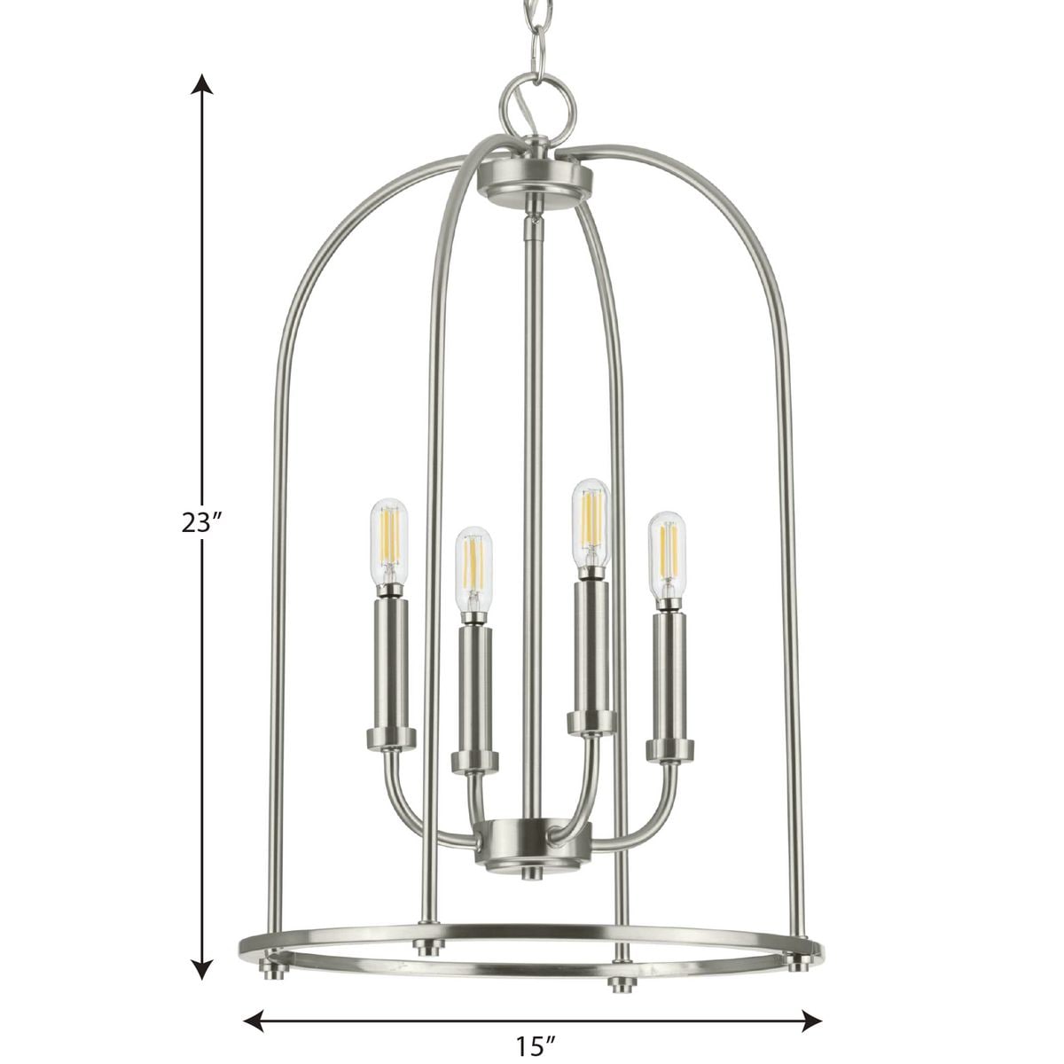Progress Lighting Leyden 4-Light Brushed Nickel Transitional Lantern Medium Hanging Pendant Light