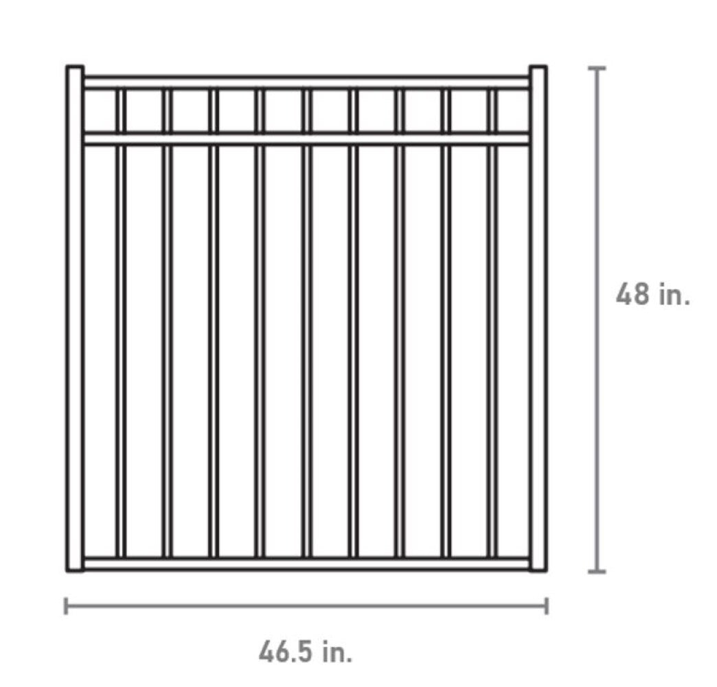Fortress Building Products Athens 4-ft H x 4-ft W Gloss Black Powder-coated Aluminum Spaced Picket Flat-top Privacy Walk-thru Fence Gate