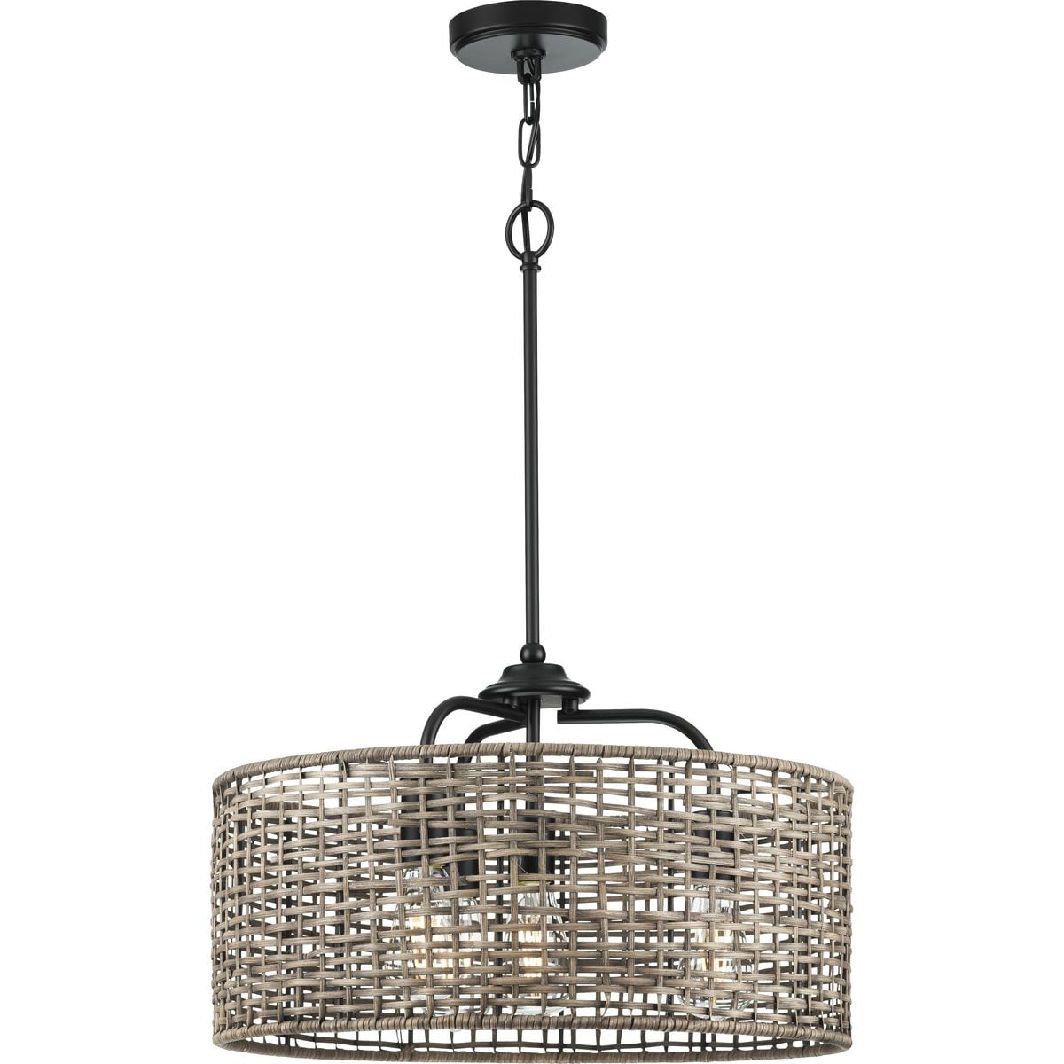 Progress Lighting Lavelle 4-Light Matte Black Rustic Drum Medium Hanging Pendant Light