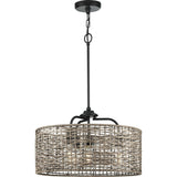 Progress Lighting Lavelle 4-Light Matte Black Rustic Drum Medium Hanging Pendant Light