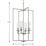 Progress Lighting Kellwyn 4-Light Brushed Nickel Transitional Clear Glass Lantern Medium Hanging Pendant Light