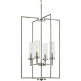Progress Lighting Kellwyn 4-Light Brushed Nickel Transitional Clear Glass Lantern Medium Hanging Pendant Light