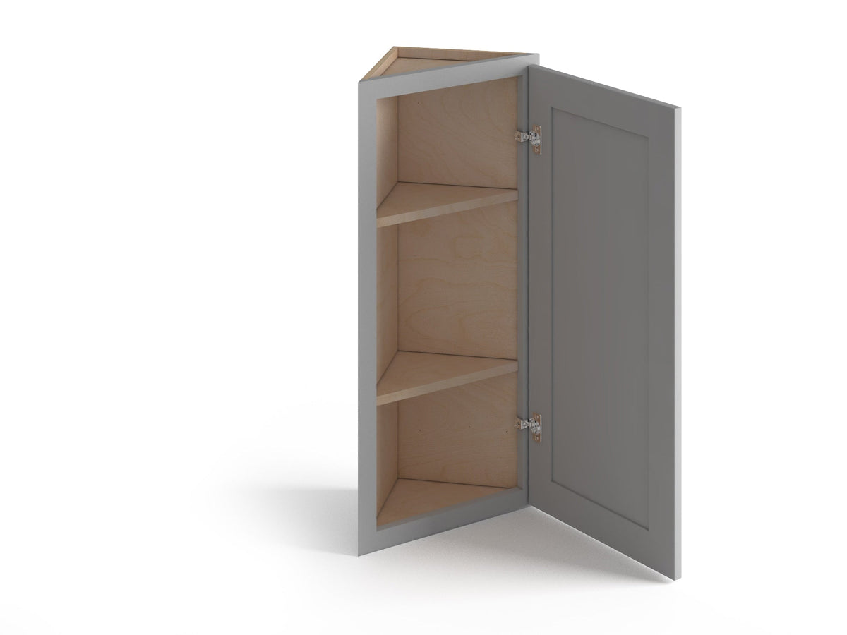 Valleywood Cabinetry Proper Gray 12-in W x 30-in H x 12-in D Proper Gray Birch Diagonal Corner Wall Ready To Assemble Plywood Cabinet (Flat Panel Shaker Style)