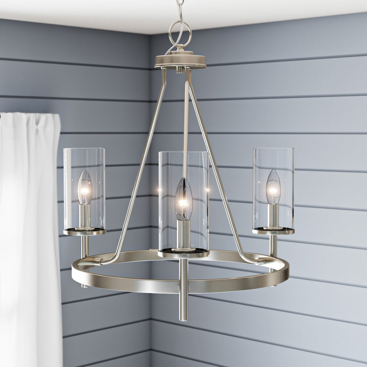 Progress Lighting Strahan 3-Light Brushed Nickel Transitional Chandelier