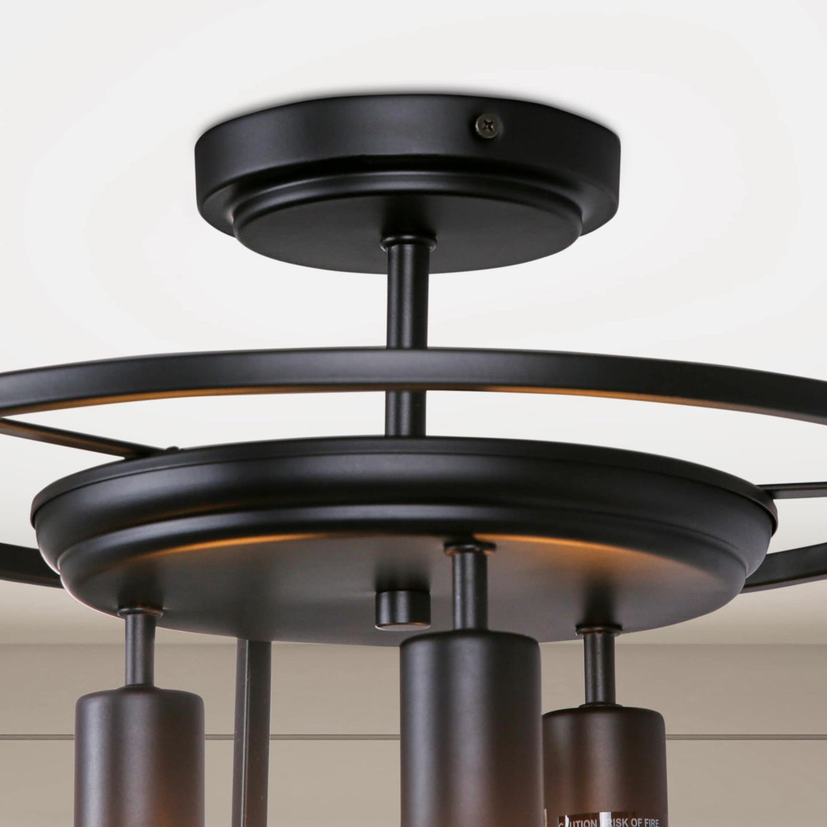 Quoizel Wolfeboro 14-in Matte Black Farmhouse Semi-Flush Mount Light