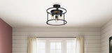 Quoizel Wolfeboro 14-in Matte Black Farmhouse Semi-Flush Mount Light