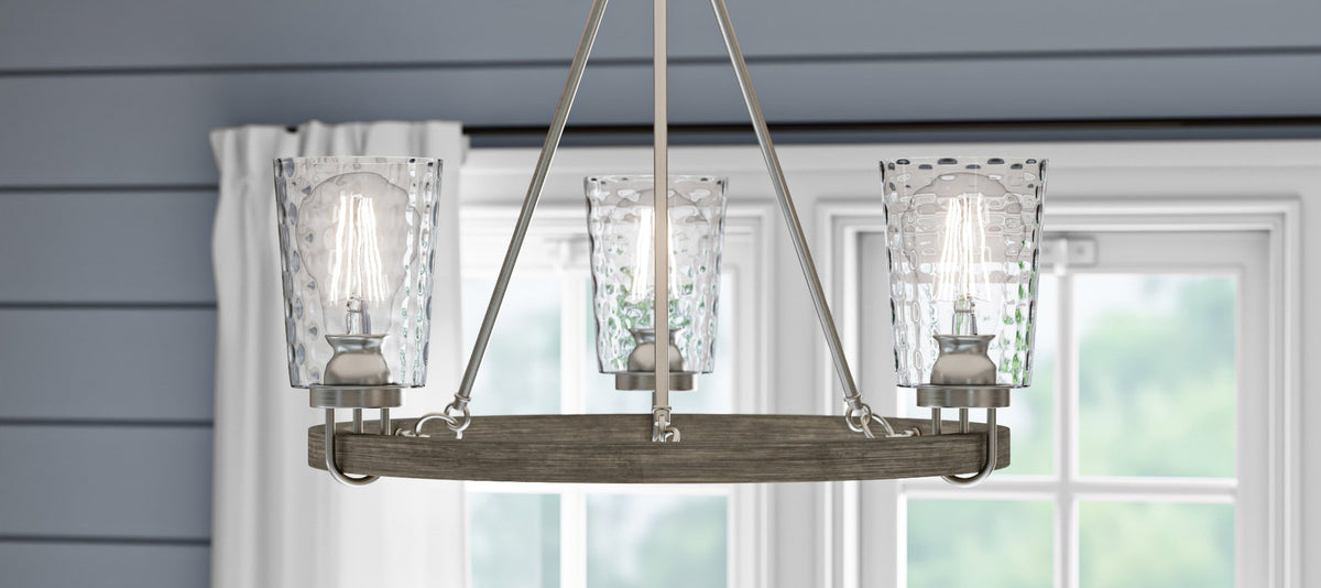 Progress Lighting Tiana 3-Light Brushed Nickel Coastal Chandelier