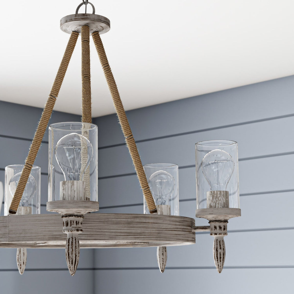 Kichler Minnow 5-Light Distressed White Coastal Chandelier