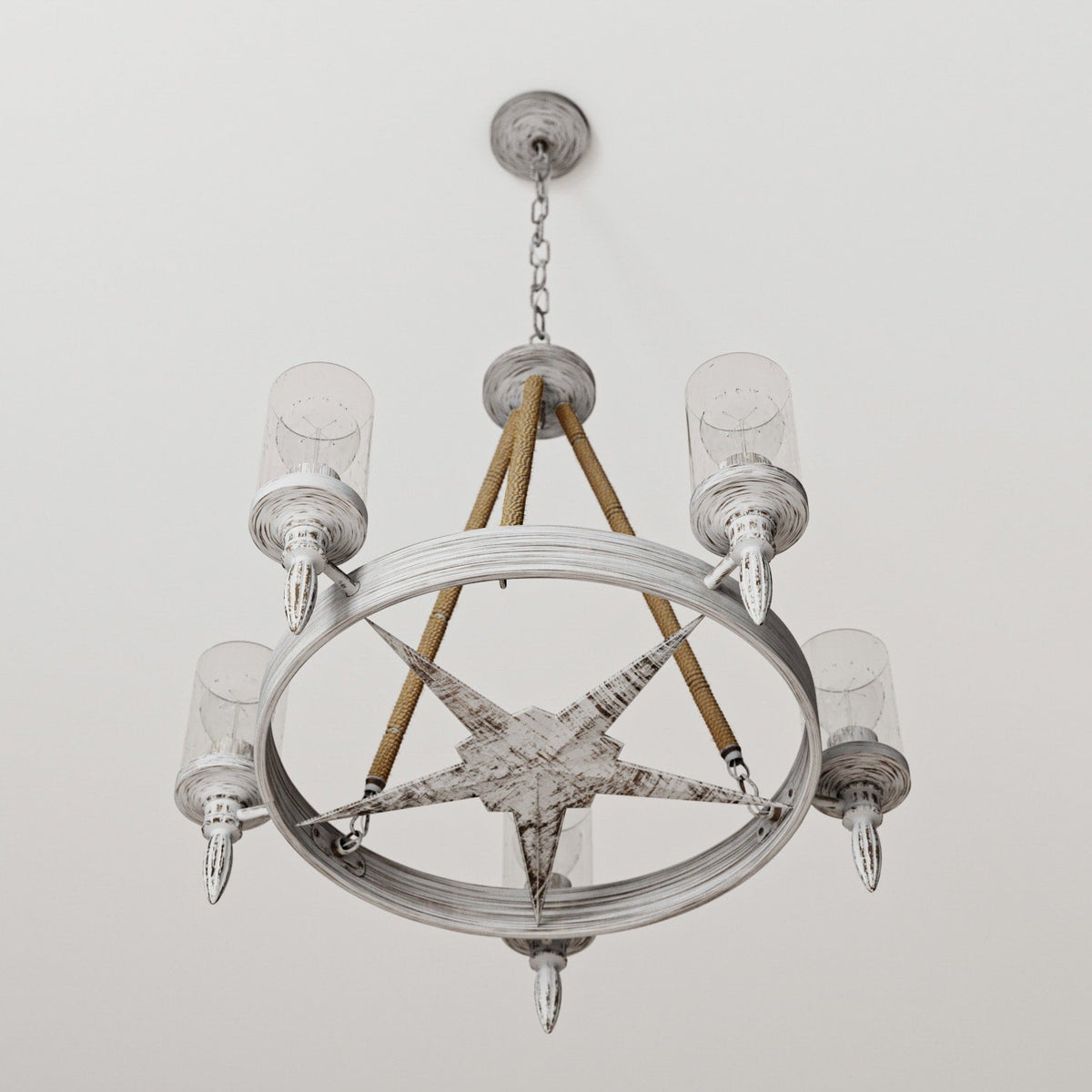 Kichler Minnow 5-Light Distressed White Coastal Chandelier