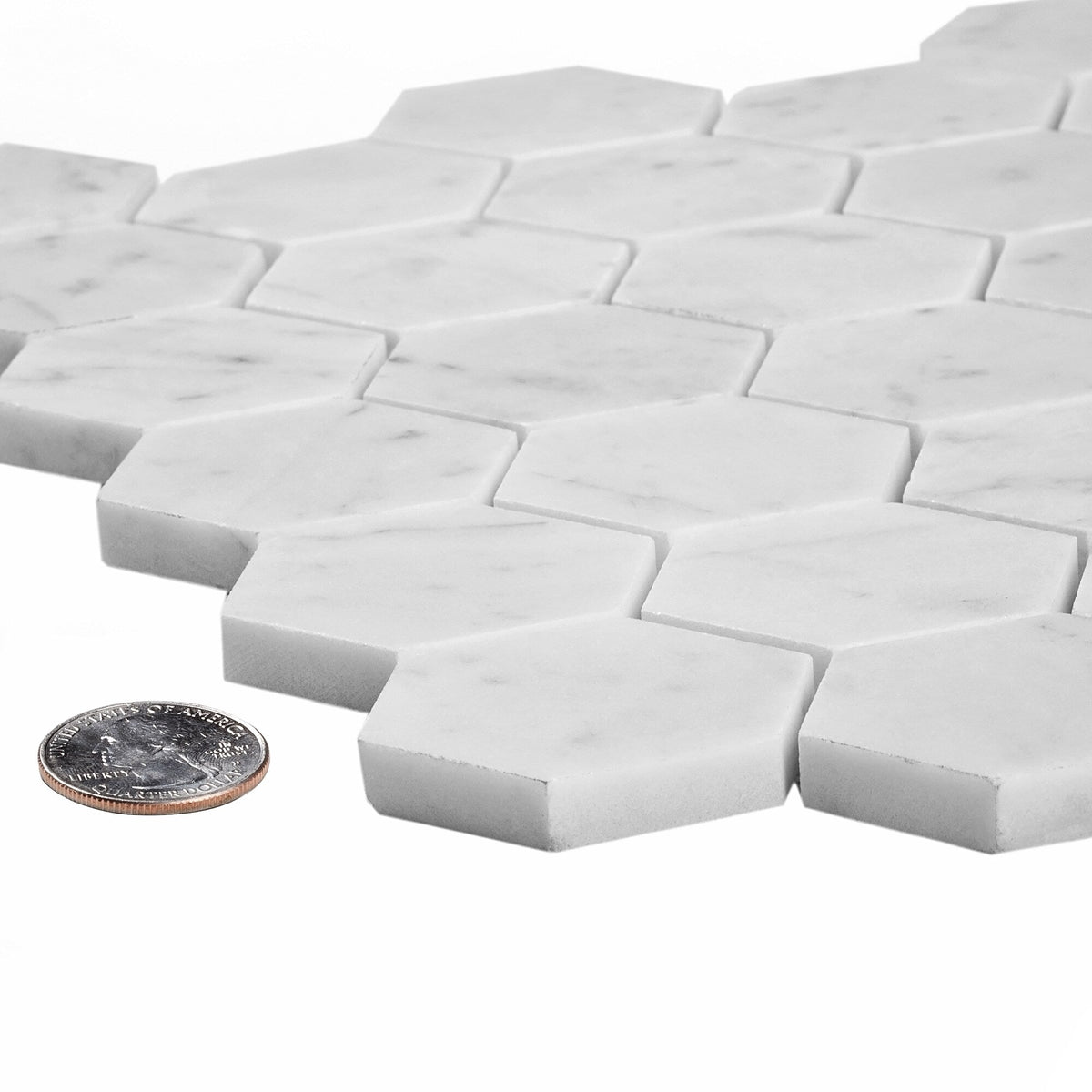 Apollo Tile White 12-in x 12-in Honed Natural Stone Marble Hexagon Marble Look Floor and Wall Tile (4.83-sq. ft/ Carton)