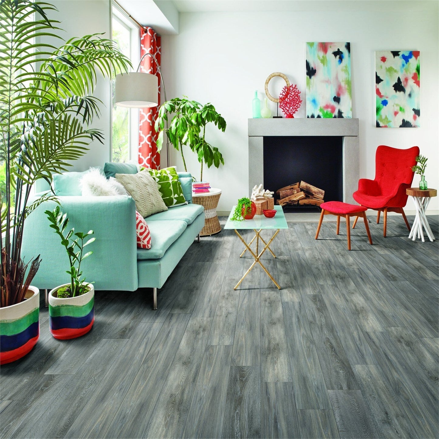 Armstrong Flooring Luxe w/Rigid Core Foggy Gray 7-in Wide x 8-mm Thick Waterproof Interlocking Luxury Vinyl Plank Flooring (28.52-sq ft)