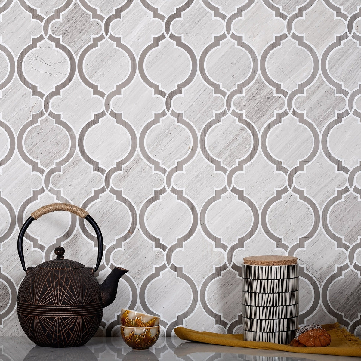 Apollo Tile (Sample) Grey 4-in x 4-in Polished Marble Honeycomb Wood Look Floor and Wall Tile