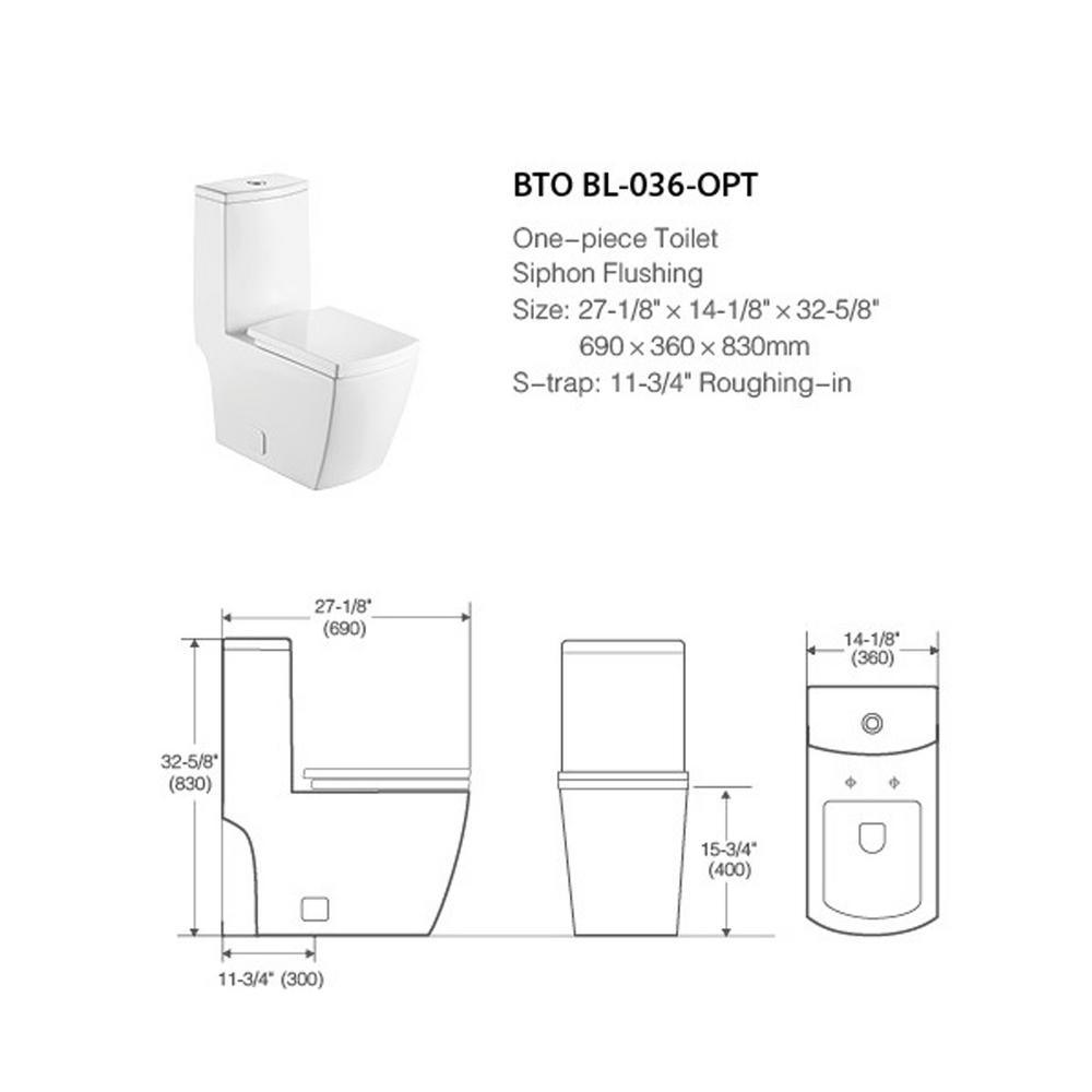 0.8 GPF/1.28 GPF Dual Flush Round Shape Ceramic Elongated Toilet Including Toilet Round Only Seat in White