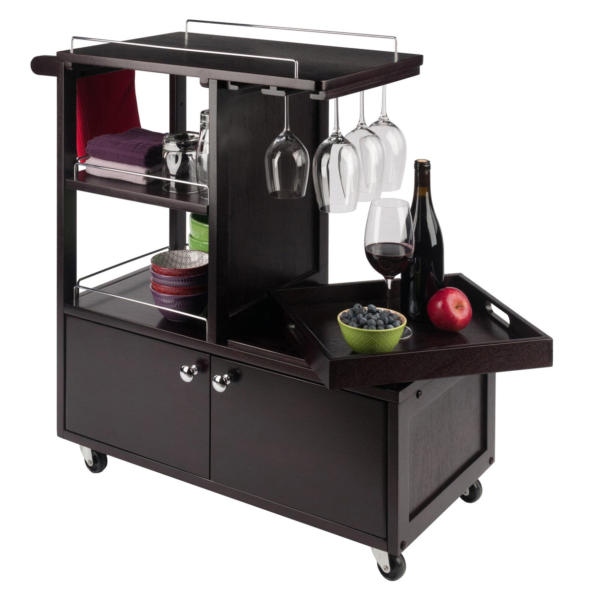 Winsome Wood Brown Composite Base with Composite Wood Top Rolling Kitchen Cart (16.77-in x 34.25-in x 34.37-in)