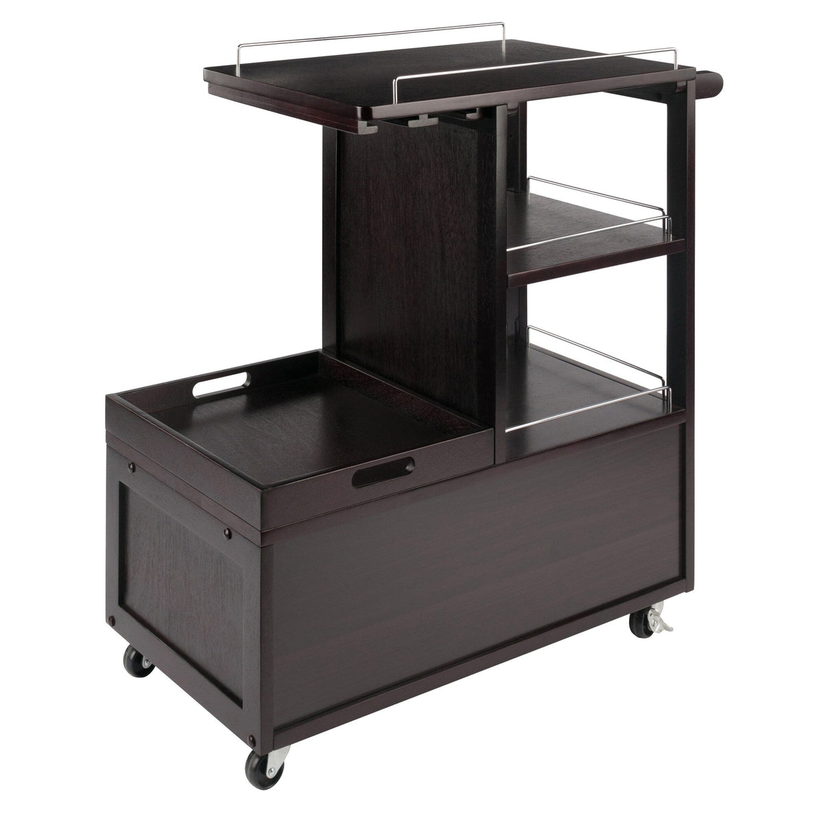 Winsome Wood Brown Composite Base with Composite Wood Top Rolling Kitchen Cart (16.77-in x 34.25-in x 34.37-in)