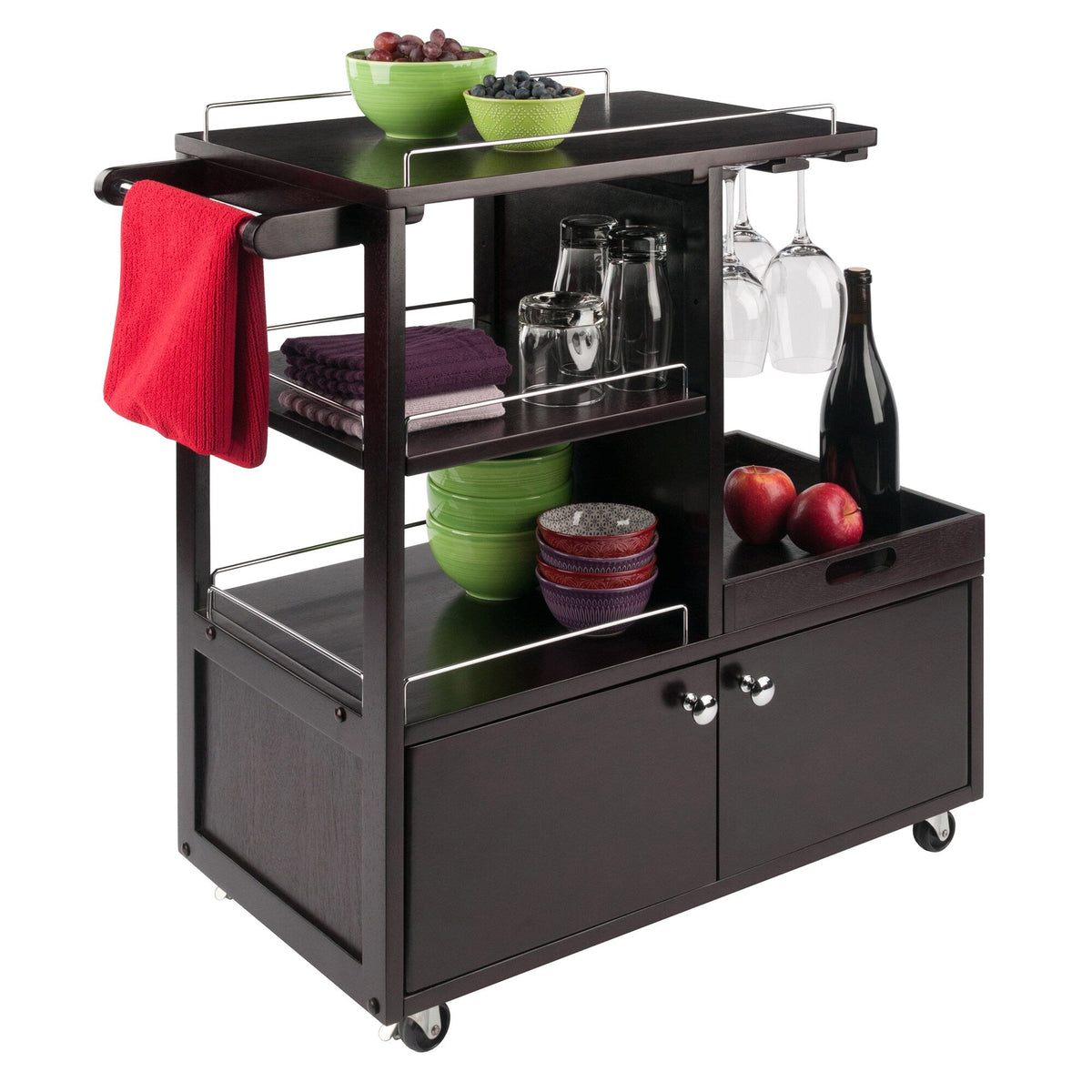 Winsome Wood Brown Composite Base with Composite Wood Top Rolling Kitchen Cart (16.77-in x 34.25-in x 34.37-in)