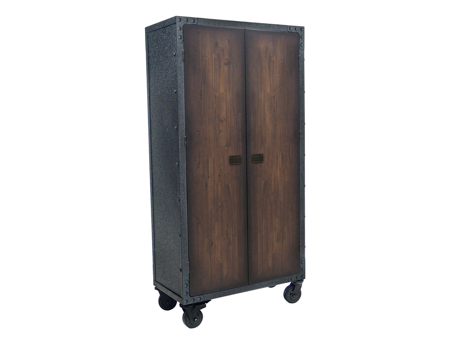 DuraMax Building Products Industrial Style Gray Wood Cabinet- 36-in x 19-in x 72-in- 2 x Doors, 3 x Shelves- Acacia Wood, Powder Coated Steel Frame- Rust Resistant