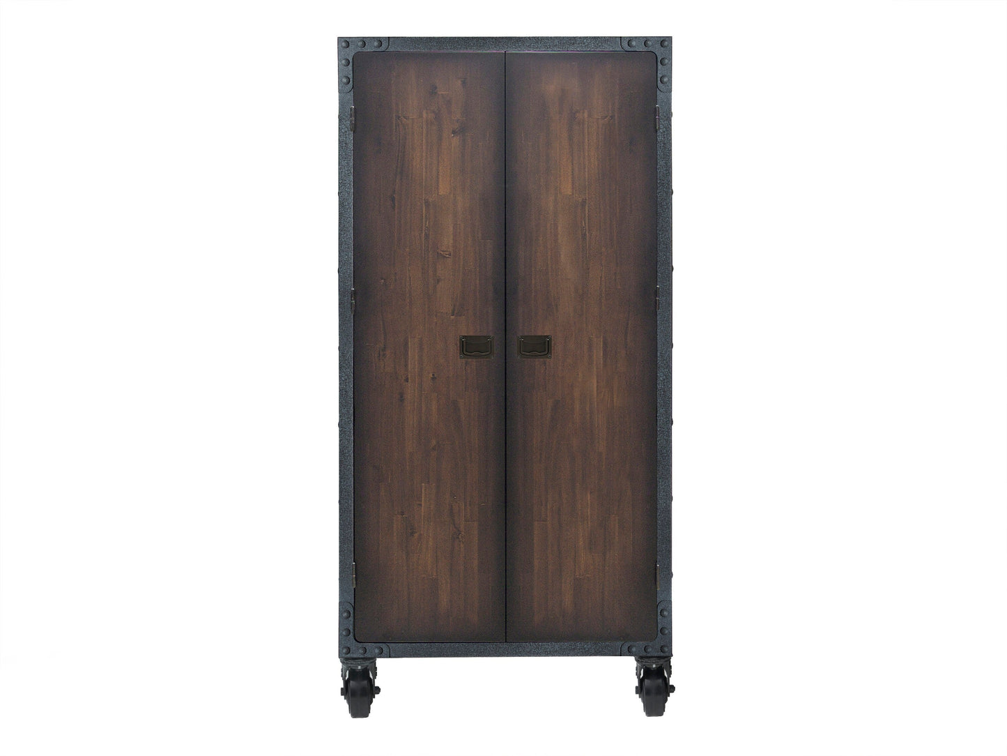 DuraMax Building Products Industrial Style Gray Wood Cabinet- 36-in x 19-in x 72-in- 2 x Doors, 3 x Shelves- Acacia Wood, Powder Coated Steel Frame- Rust Resistant