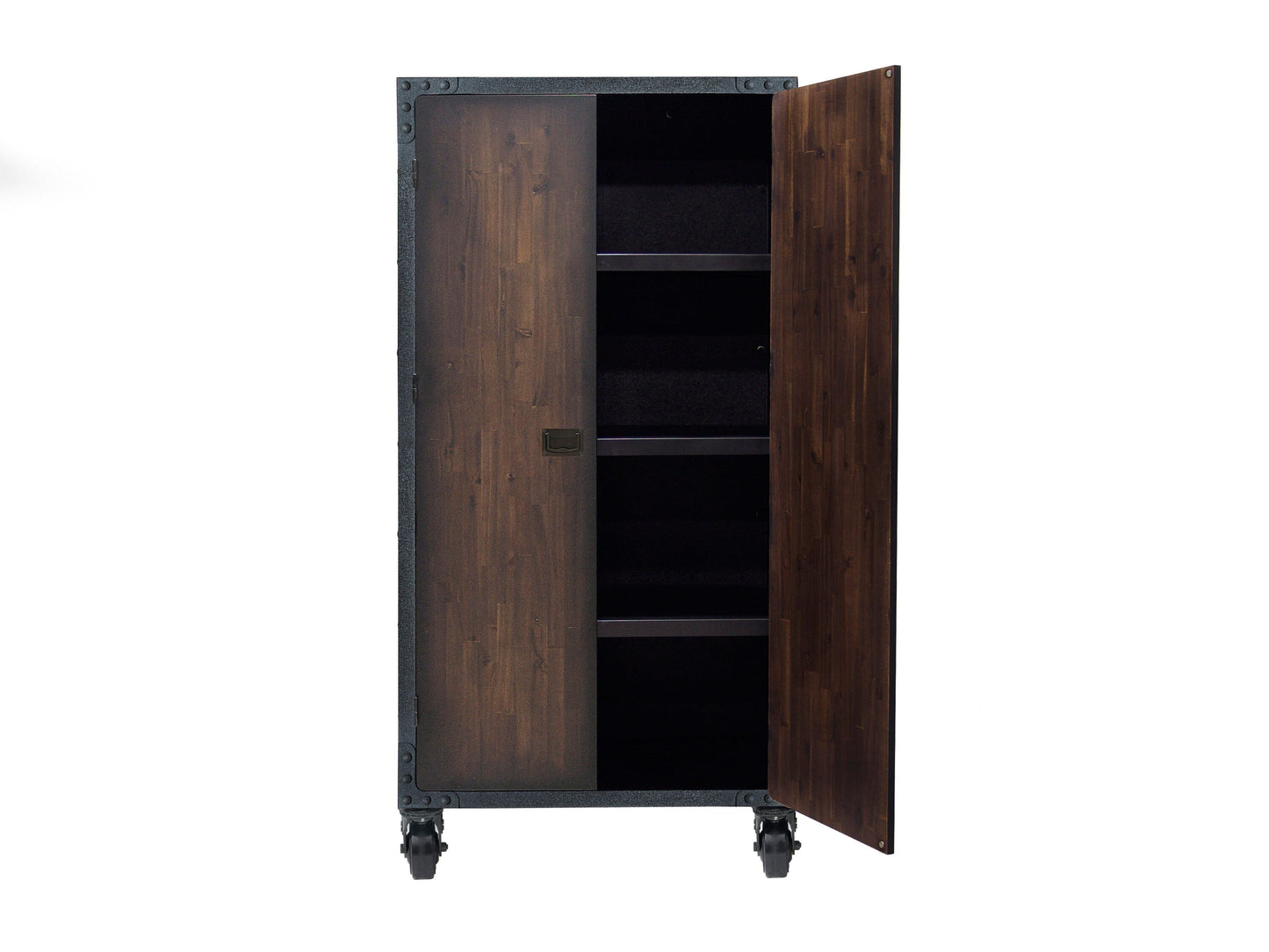 DuraMax Building Products Industrial Style Gray Wood Cabinet- 36-in x 19-in x 72-in- 2 x Doors, 3 x Shelves- Acacia Wood, Powder Coated Steel Frame- Rust Resistant
