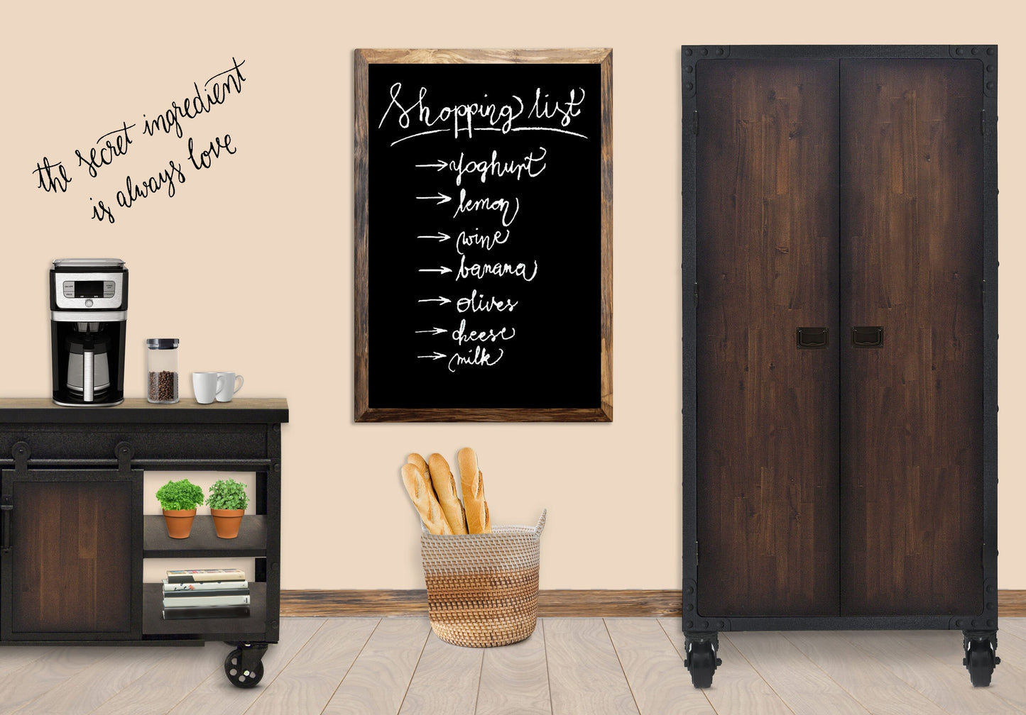 DuraMax Building Products Industrial Style Gray Wood Cabinet- 36-in x 19-in x 72-in- 2 x Doors, 3 x Shelves- Acacia Wood, Powder Coated Steel Frame- Rust Resistant