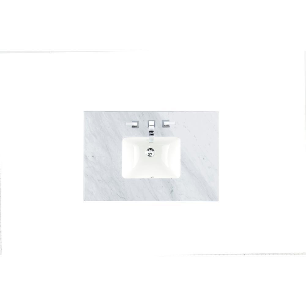 Carrara 60 in. W Marble Single Basin Vanity Top in Carrara White with White Basin - Super Arbor