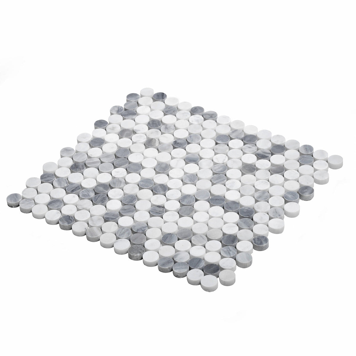 Apollo Tile (Sample) Gray, White 4-in x 4-in Polished Marble Penny Round Patterned Floor and Wall Tile