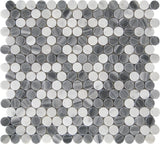 Apollo Tile (Sample) Gray, White 4-in x 4-in Polished Marble Penny Round Patterned Floor and Wall Tile