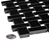 Apollo Tile Black 12-in x 12-in Polished Natural Stone Marble Basketweave Patterned Floor and Wall Tile (5-sq. ft/ Carton)