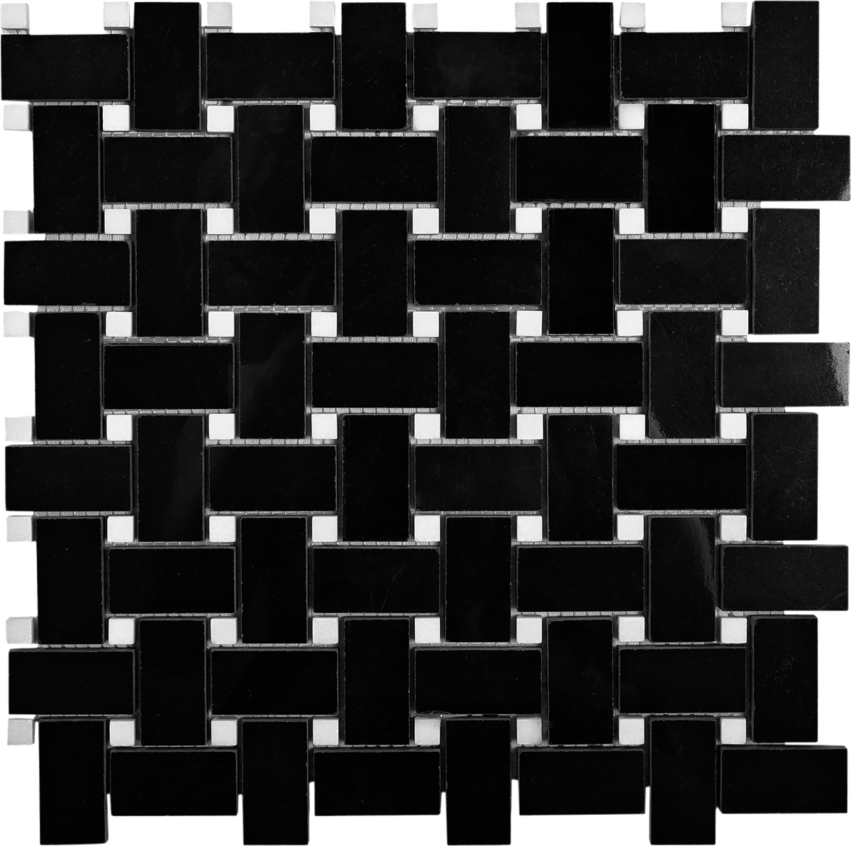 Apollo Tile (Sample) Black 4-in x 4-in Polished Marble Basketweave Patterned Floor and Wall Tile