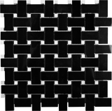 Apollo Tile (Sample) Black 4-in x 4-in Polished Marble Basketweave Patterned Floor and Wall Tile