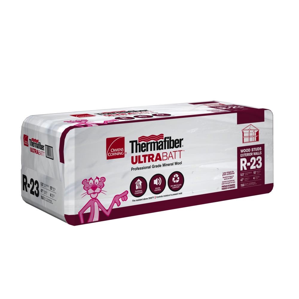 Owens Corning Thermafiber UltraBatt R-23 Mineral Wool Batt Insulation, 5.5 in x 15 in x 47 in (Individual Pack)