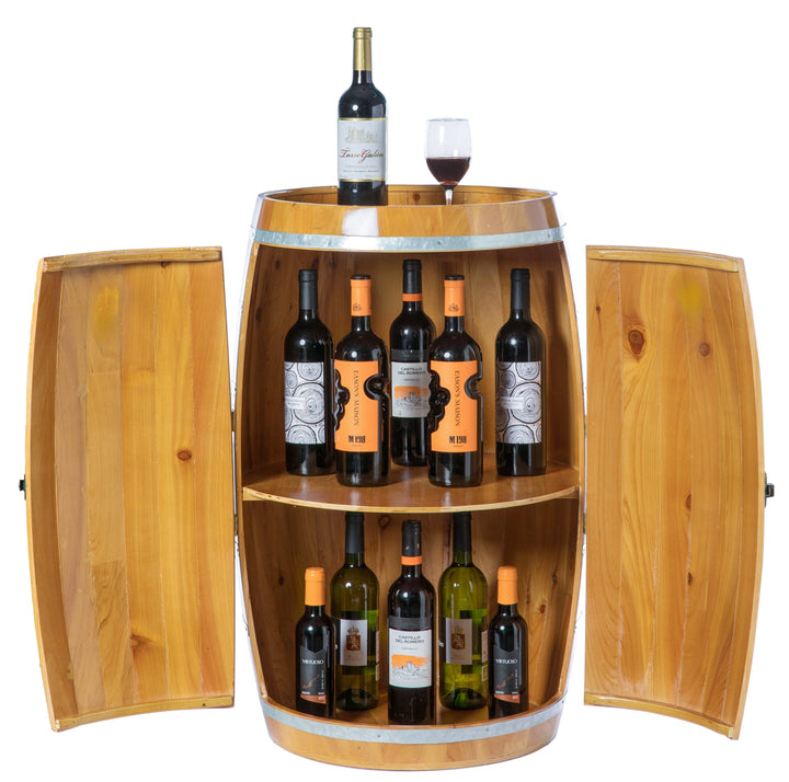 Vintiquewise 14-Bottle Brown/Fir Wood Stackable Wine Cabinet