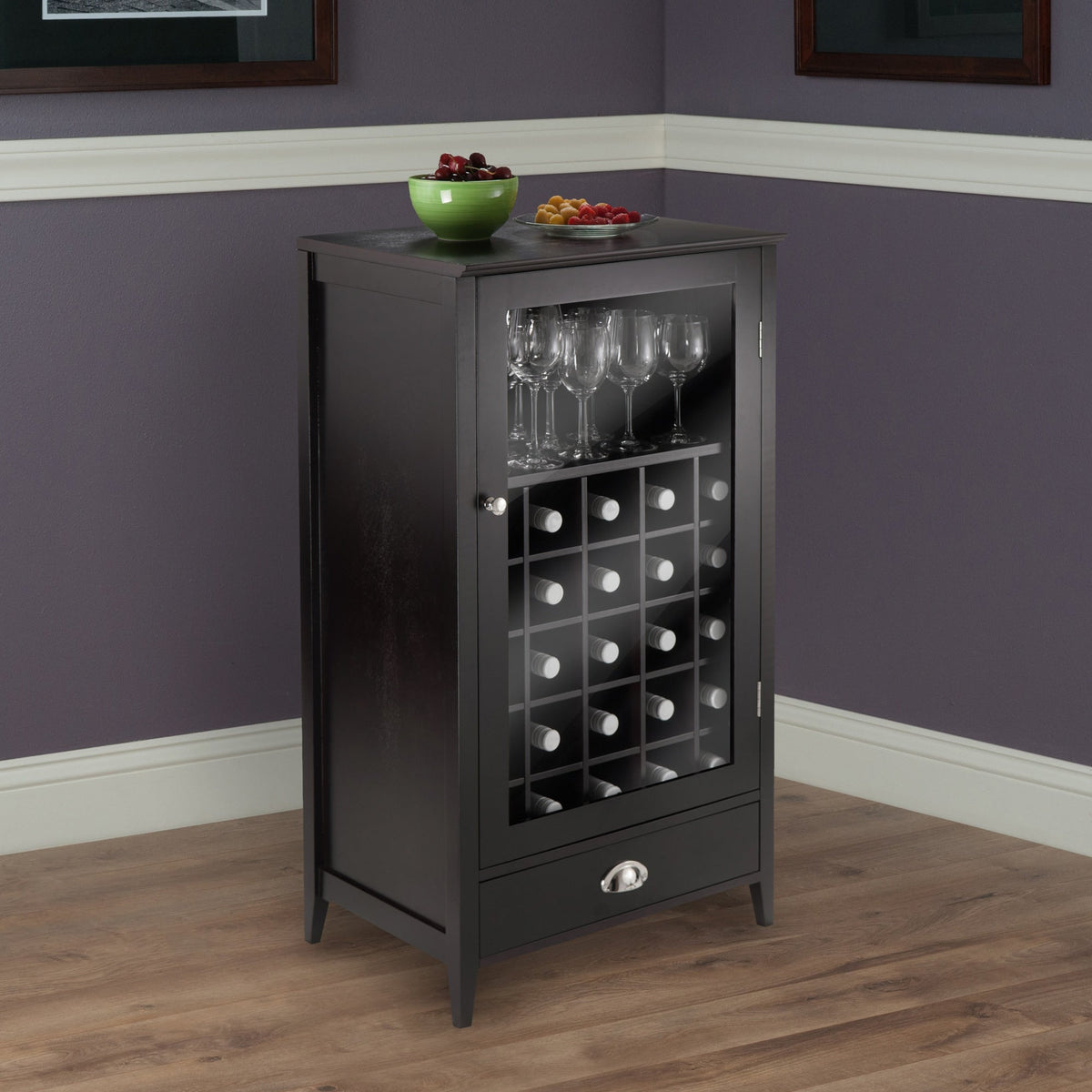 Winsome Wood 25-Bottle Espresso Wood Wine Cabinet