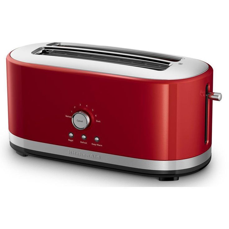 Empire 4-Slice Red Long Slot Toaster with Crumb Tray
