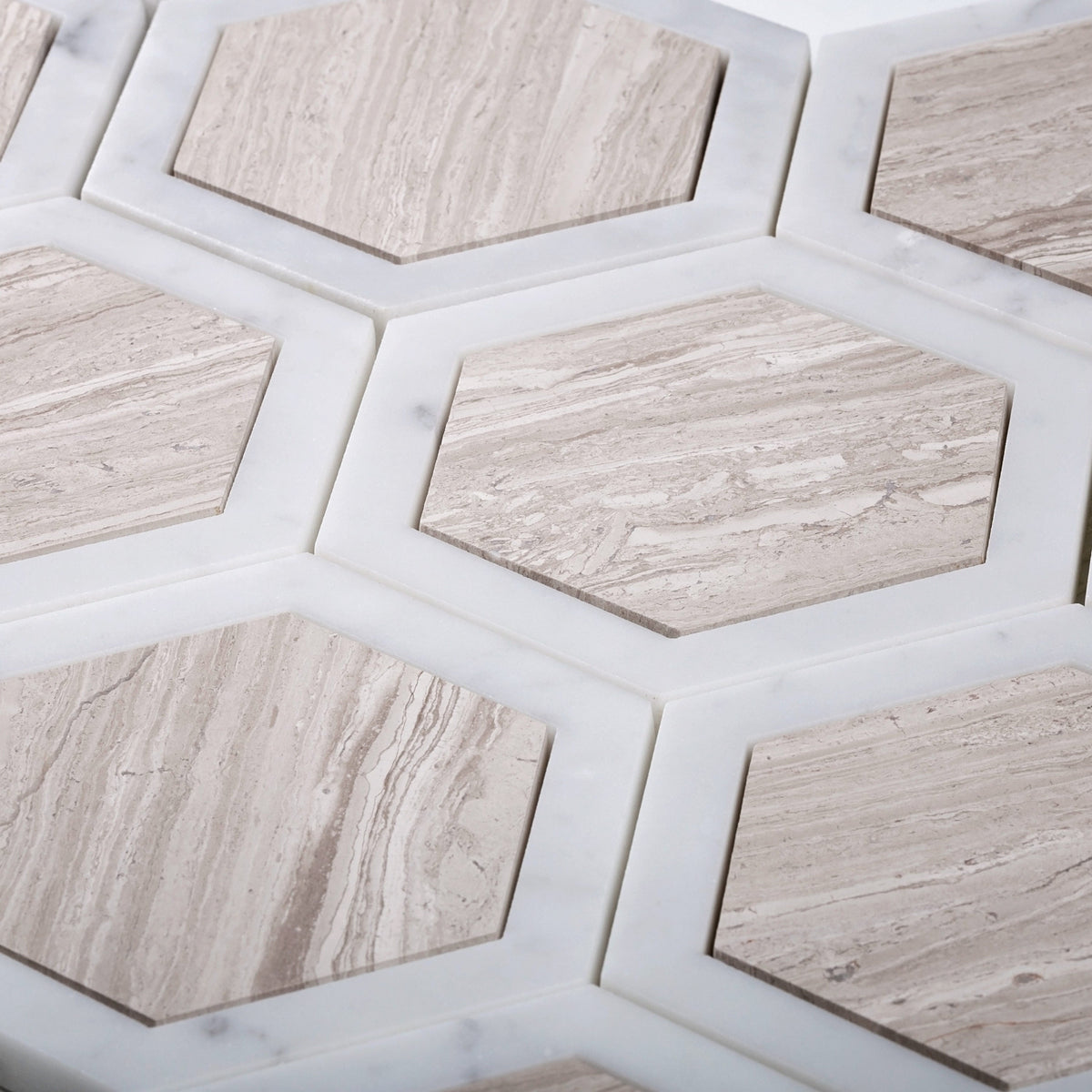Apollo Tile Gray 5-in x 13-in Polished Natural Stone Marble Honeycomb Marble Look Wall Tile (5.48-sq. ft/ Carton)