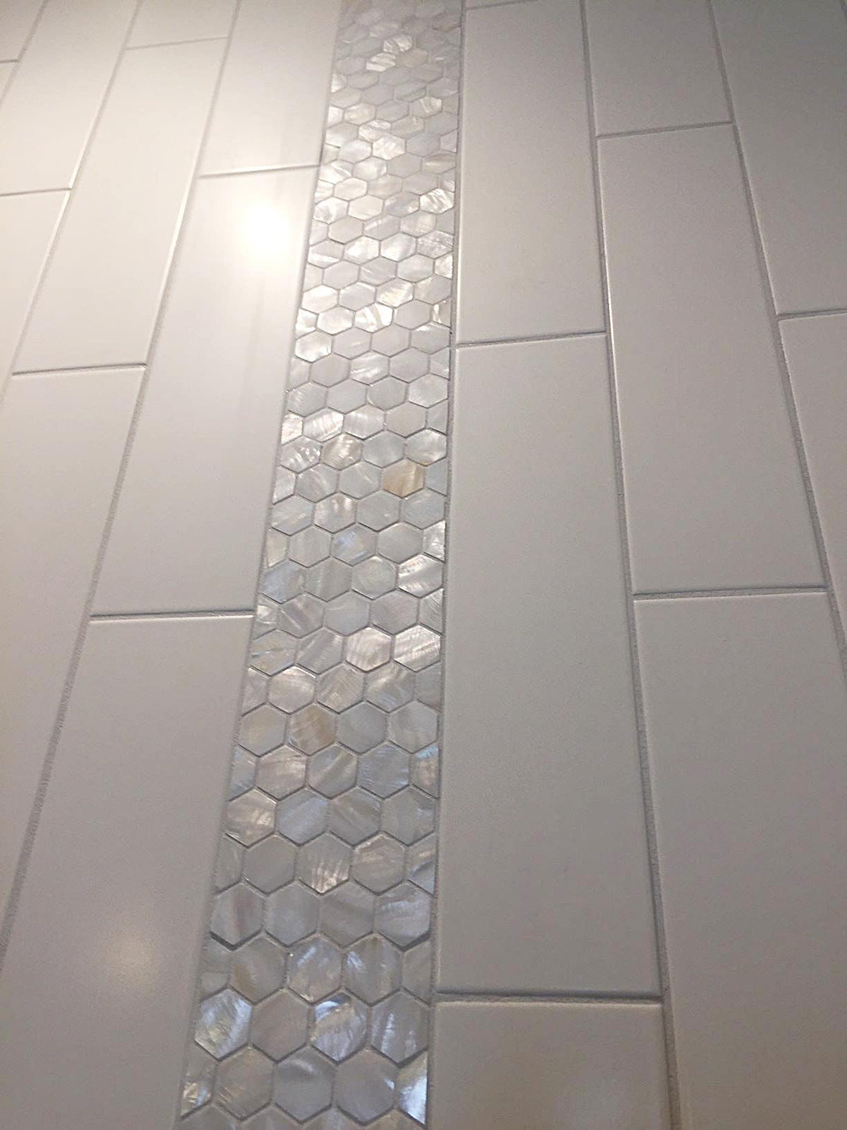 Apollo Tile White 12-in x 12-in Polished Natural Shell Hexagon Brick Look Floor and Wall Tile (18.69-sq. ft/ Carton)