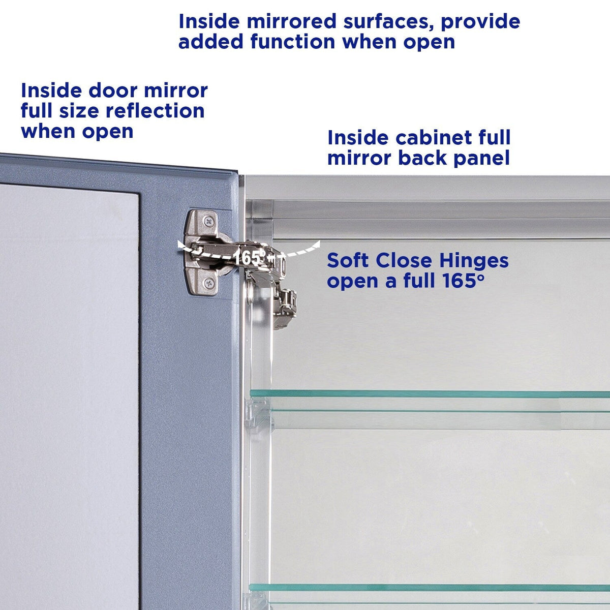 allen + roth 20-in x 26-in Fog Free Surface/Recessed Mount Silver Mirrored Soft Close Medicine Cabinet