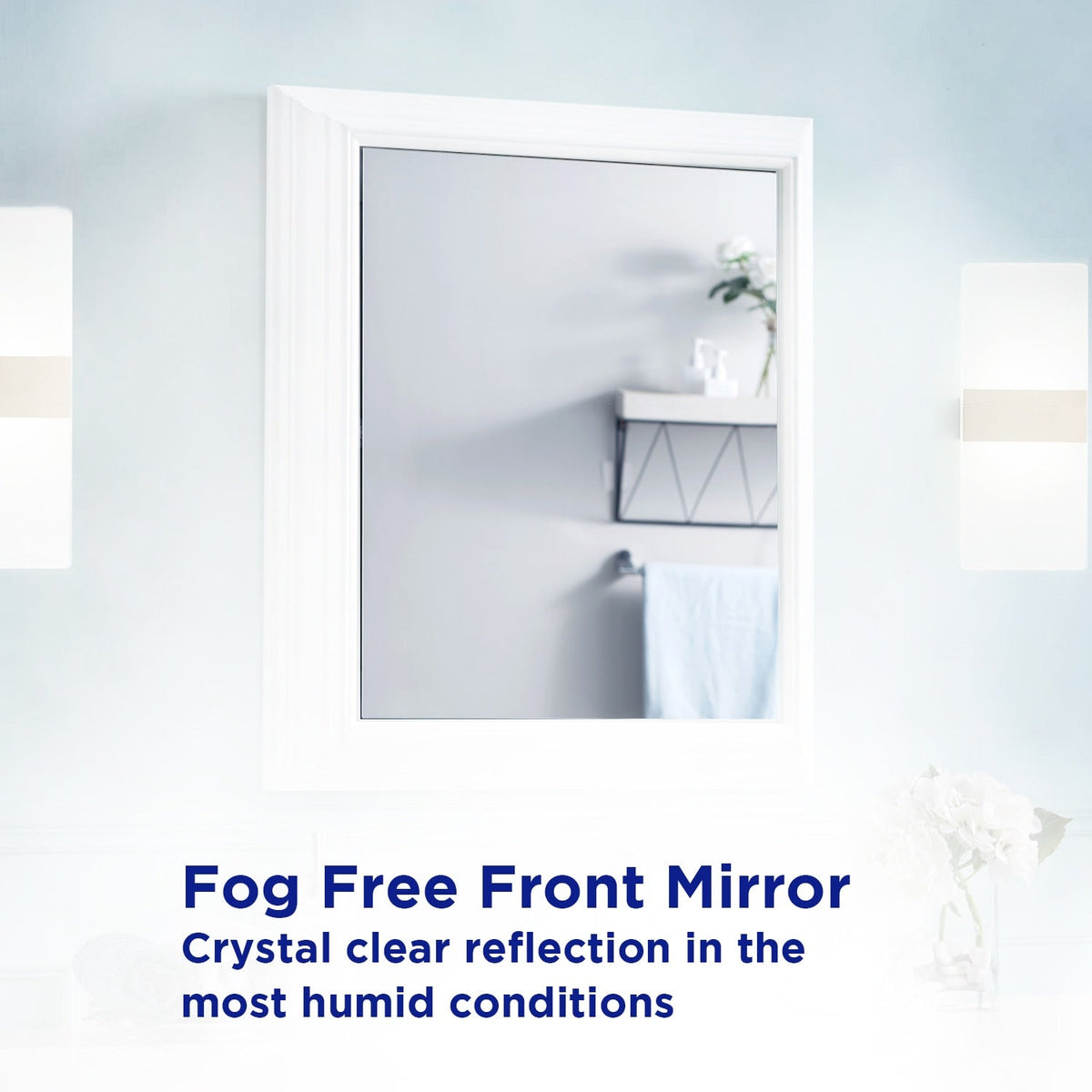 allen + roth 22.5-in x 27.5-in Fog Free Surface Mount White Mirrored Soft Close Medicine Cabinet